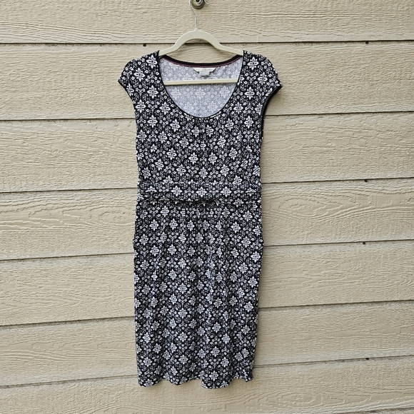 Boden Margot jersey dress black and white patterned 10L long tall - Picture 1 of 6